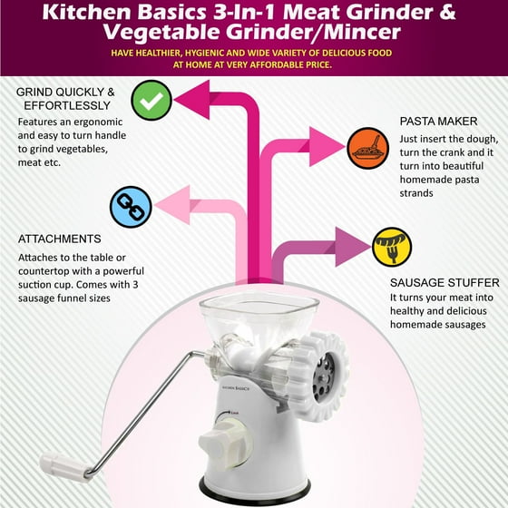 Kitchen Basics Manual Meat Grinder Sausage Stuffer And Pasta Maker