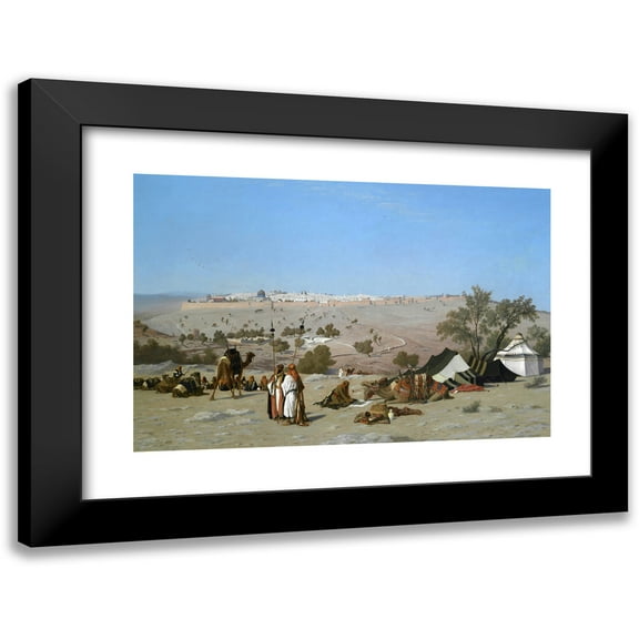 Charles Théodore Frère 14x11 Black Modern Framed Museum Art Print Titled - Jerusalem from the Mount of Olives (By 1880)