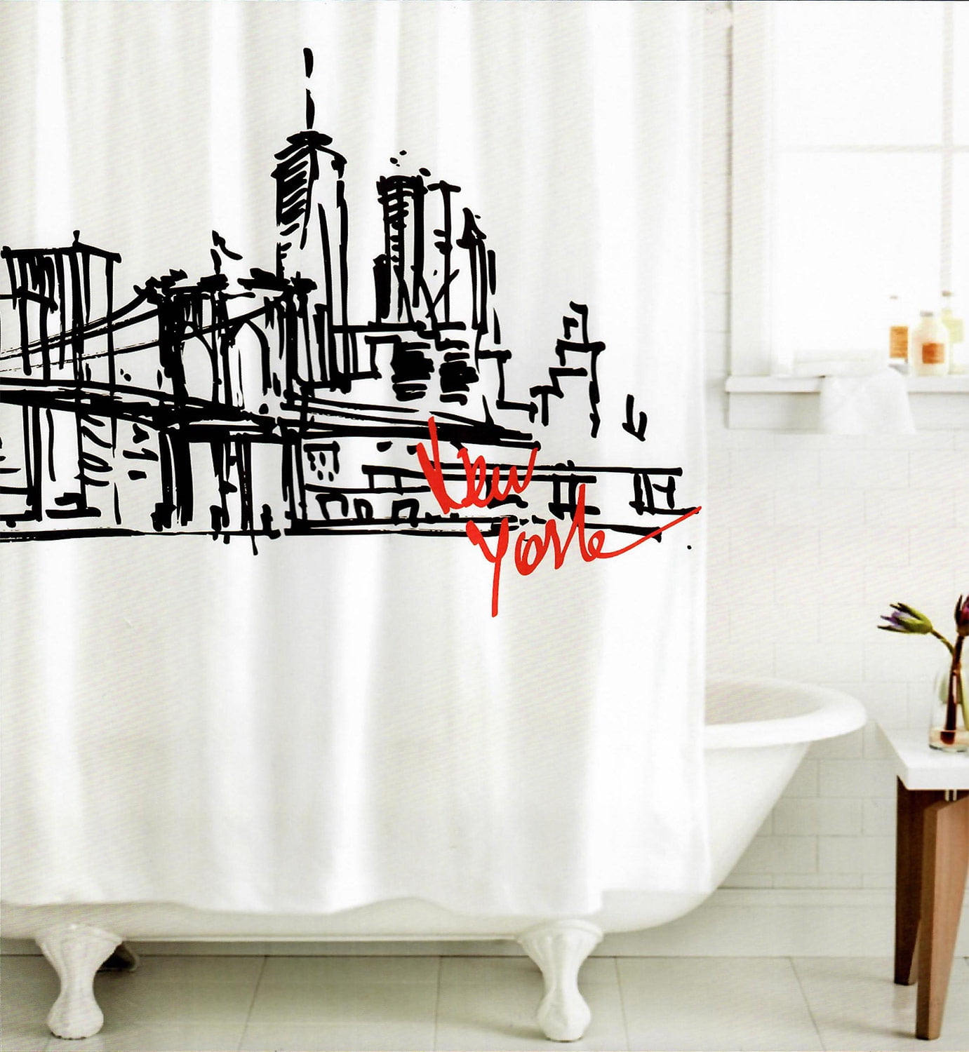 72"Africa &Modern Music Bathroom Decor Waterproof Fabric Shower Curtain Hook Set 