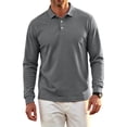 thumbnail image 2 of Men's Casual Polo Shirts Classic Long Sleeve Basic Button T-Shirt Lightweight Golf Tops, 2 of 5
