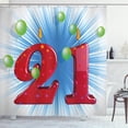thumbnail image 1 of Ambesonne Blue White Shower Curtain, Abstract Balloons, 69"Wx84"L, Pale Green and Red, 1 of 3
