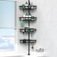 thumbnail image 2 of Corner Shower Caddy Tension Pole - 4 Tier Stainless Steel Rustproof Shower Corner Caddy for Bathtub Bathroom Shower Organizer Shelves Adjustable Pole 25-114.2 Inch Black, 2 of 13