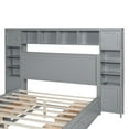 thumbnail image 3 of Queen Size Platform Bed Frame with Four Storage Drawers Underneath and Built-in Cabinet, Bookcase Headboard, Wood Cabinet Bed for Teens, Adults, Gray, 3 of 8