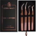 thumbnail image 2 of BEAUTICS Alishba Beauty Eyelash Extension Tweezers, Precision Fiber Tip Grip Japanese Stainless Steel Profiessional (Set of 4 Eyelash Tweezer) (ROSE GOLD), 2 of 7