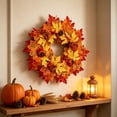 thumbnail image 4 of Fllostpr Fall 21x21 in Artificial Wreath, Faux Sunflower Pumpkin Maple Leaf Hanging Arrangement for Front Door and Home Decor, 4 of 6