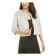 SIGNATURE BY ROBBIE BEE Womens Gray Faux Fur Jacket Petites PM