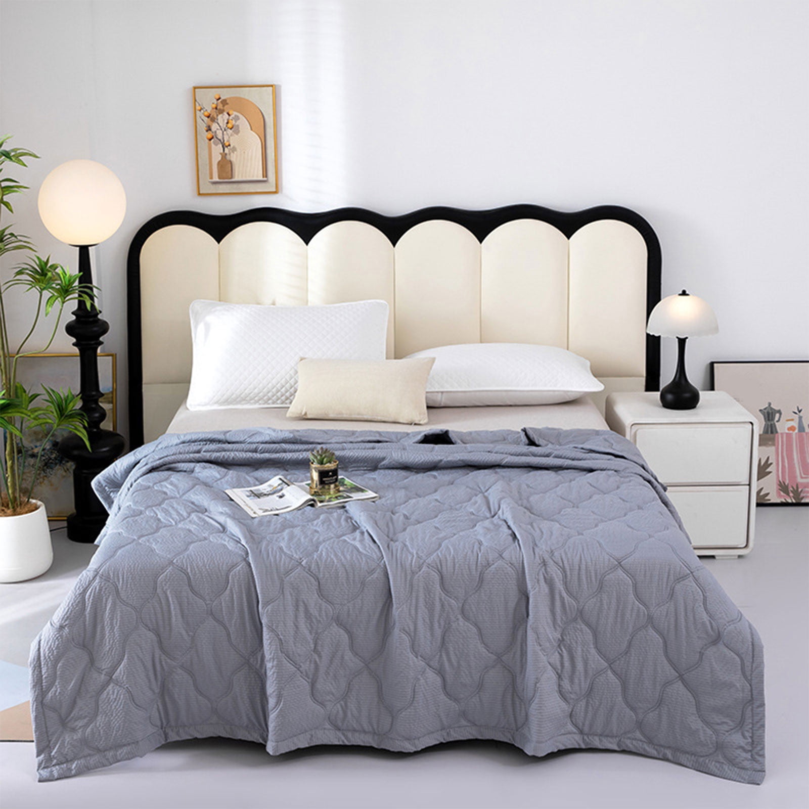 Hiroekza Quilts For Full Bed, Full Size Quilt, Ultra Soft Cotton Quilt for Spring Summer, Washable Solid Color Quilt for Home Dormitory
