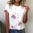thumbnail image 2 of T-shirts d'Été Décontractés pour Femmes Col Rond Manches Courtes Tee Graphique Tendance Basique Confortable Coupe Ample Blouses Chandail, 2 of 6