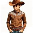 thumbnail image 4 of Wxolcjlv Boys Western Cowboy Shirt Casual Graphic Buttons Down Long Sleeve Shirt, Szies 4-13, 4 of 4