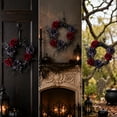 thumbnail image 4 of WWC Halloween Wreath, 12 inch Artificial Silk Black and Red Roses Wreath, Gothic Halloween Decor for Fall Party Front Door Porch Mantel, 4 of 7