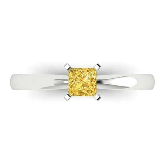Solitaire Engagement Ring for Women - 0.5ct Natural Citrine in 18K White Gold Promise Ring