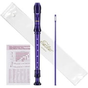 Eastar ERS-1GPu German Soprano Recorder 8 Hole C Key 3 Piece Recorder Instrument for Kids With Fingering Chart Cleaning Rod and Bag, Purple