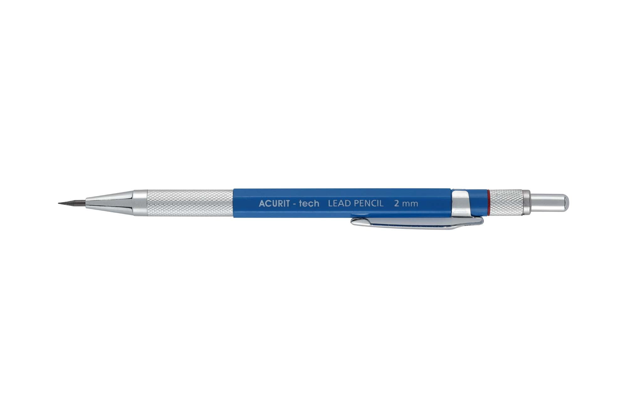Acurit 2.0 mm Drafting Pencil with Pack of 2B Refill Leads - Value Pack of 10 - Drawing Mechanical Pencils for Artists, Drafters, and Engineers - Metal Threaded Anti-Skid Grip, Lead Grade Indicator