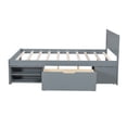 thumbnail image 5 of Full Bed with Storage Drawer, Solid Wood Platform Bed with 2-in-1 Convertible Night Stand-2 Shelves, No Box Spring Needed, Easy Assembly, Gray, 5 of 8