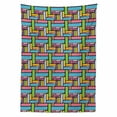 thumbnail image 2 of Abstract Tablecloth, Ornamental Squared Design Colorful Retro Pattern Stars Swirls Lines Dots, Rectangle Satin Table Cover Accent for Dining Room and Kitchen, 60" X 84", Multicolor, by Ambesonne, 2 of 2