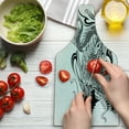 thumbnail image 3 of Dragon Cutting Board, Tattoo Style Traditional Winged Creature with Ornamental Pattern, Decorative Tempered Glass Cutting and Serving Board, Wine Bottle Shape, Black White, by Ambesonne, 3 of 5