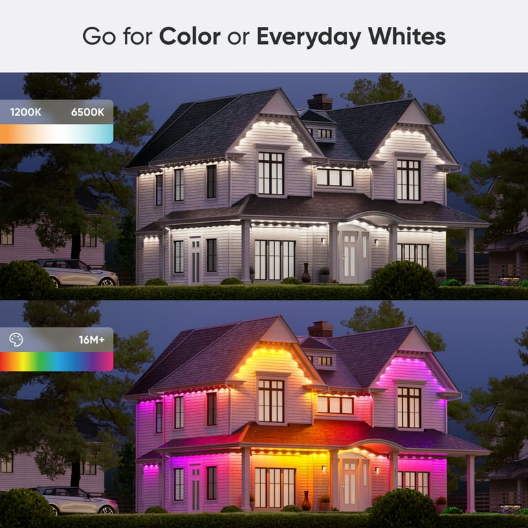 Permanent Outdoor Lights - IP67 Waterproof, Remote & App Controlled LED Lights For Christmas, Parties, Daily Use