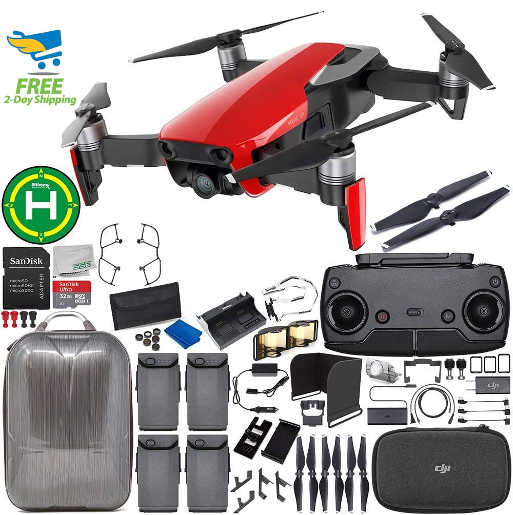dji mavic air red aerial camera drone bundle