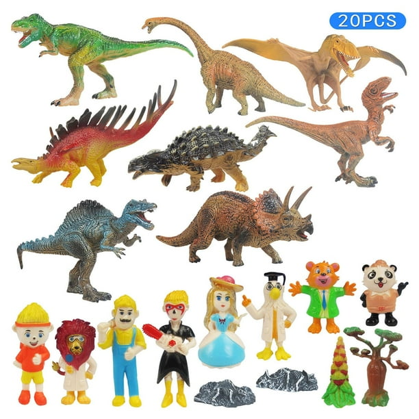 20x Juego de juguetes de modelo de dinosaurio Juego de despertar intereses realistas Pequeños educativos resistentes a caídas para exhibición en el au Soledad Figuras de dinosaurios