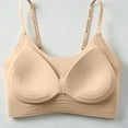 thumbnail image 7 of Women Solid Pullover Wireless Bra, Adjustable Thin Straps Breathable Seamless Light Push Up Comfort Lounge Daily Bralette Beige XL(XL), 7 of 7