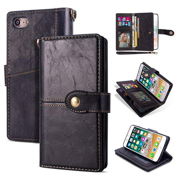 iPhone 6S Wallet Case, iPhone 6 Case, Allytech Vintage Style PU Leather Folio Flop Secure Fit Magnetic Closure Folding Case with Wallet/ Card Holder For 6S/ iPhone 6, Black - Walmart.com