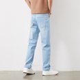 thumbnail image 5 of Pantalones vaqueros rectos elásticos de color azul claro para hombre, de talla grande 44, 46 y 48, estilo clásico, informales, de negocios, de marca, para verano, 5 of 5