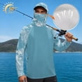 thumbnail image 3 of SEANATIVE Sun Protection Fishing Shirts for Men Long Sleeve Hooded Rash Guard Men's Outdoor Fishing Apparel for Swimming Surfing Kayaking Hiking, 3XL, Camouflage Light Blue, 3 of 7