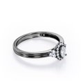thumbnail image 3 of JeenMata 7-Stone Halo Cluster Oval Cut Diamond Double Band Engagement Ring in 10K Black Gold, 3 of 6