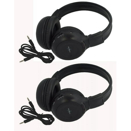 Pair of Two Channel Folding Adjustable Universal Rear Entertainment System Infrared Headphones With Two Additional 48 3.5mm (Best Pair Of Headphones)