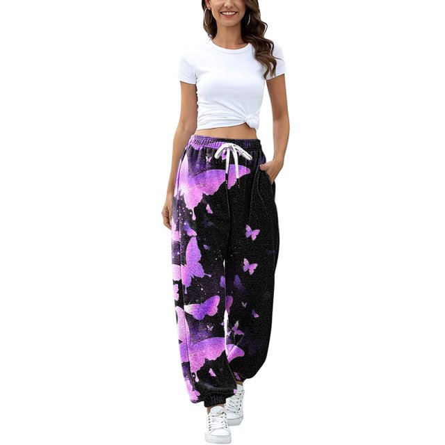 Pntutb Pantalones De Chándal Con Estampado De Mujer Cintura Alta Deportivo Gimnasio Ajuste Atlético Jogger Pantalones Baggy Lounge Pantalones con Bolsillos Pntutb Pntutb-2959