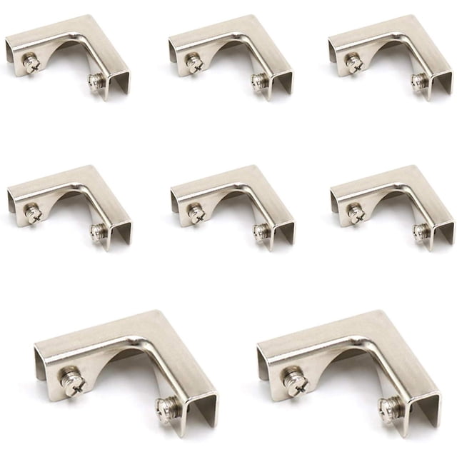 8 abrazaderas de metal para vidrio, soportes de esquina, soportes de vidrio de aleación de aluminio para acuario, pecera, gabinete, adecuados para vidrio o panel de 6 a 10 mm de espesor