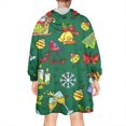thumbnail image 2 of Wearable Oversized Blanket,Green Christmas Santa and Snowman Pattern Wearable Blanket Hoodie for Adults,Cozy Hooded Blankets with Super Pockets,Super Warm Fuzzy Pullover for Women & Men, 2 of 6