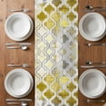 thumbnail image 6 of Yellow Morocco Table Runner - 60 Inch Long, Kitchen Dining Table Runner Dresser Scarves, Retro Grey Foil Painting Grunge Tribal Farmhouse Decor for Coffee Tables Wedding Party Banquet, 6 of 8