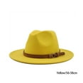 thumbnail image 2 of kurtrusly Fedoras Hat Wide Brim Decorative Cap Comfortable Solid Color Winter Caps Yellow 56-58cm, 2 of 6