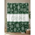 thumbnail image 4 of Green Christmas Snowflake Extra Long Shower Curtain Set, Waterproof Shower Curtains for Bathroom, Xmas Snowflake Winter Striped Washable Fabric Cloth Bath Curtain for Bathtub with Hooks 72x96 Inches, 4 of 6