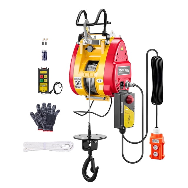 Cabrestante eléctrico VEVOR, 1100 libras, capacidad 1800 W, 98 pies