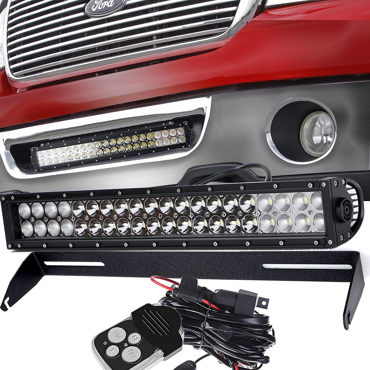 Lower Grille Front Hidden Bumper Kit for Ford Raptor W/ 22" LED Light