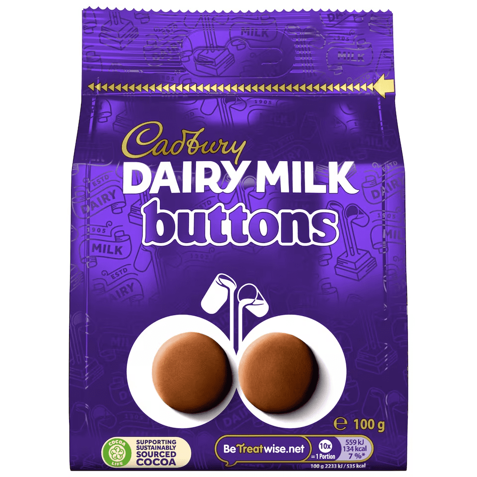 Cadbury Dairy Milk Buttons – Sachet de chocolat au lait 100 g