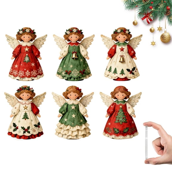6pcs Wood Angel Ornaments for Christmas Tree,Angel-Shaped Decorative Hanging Pendants Xmas Tree Hanging Farmhouse Ornaments for Holiday Winter Christmas Trees Party Decor