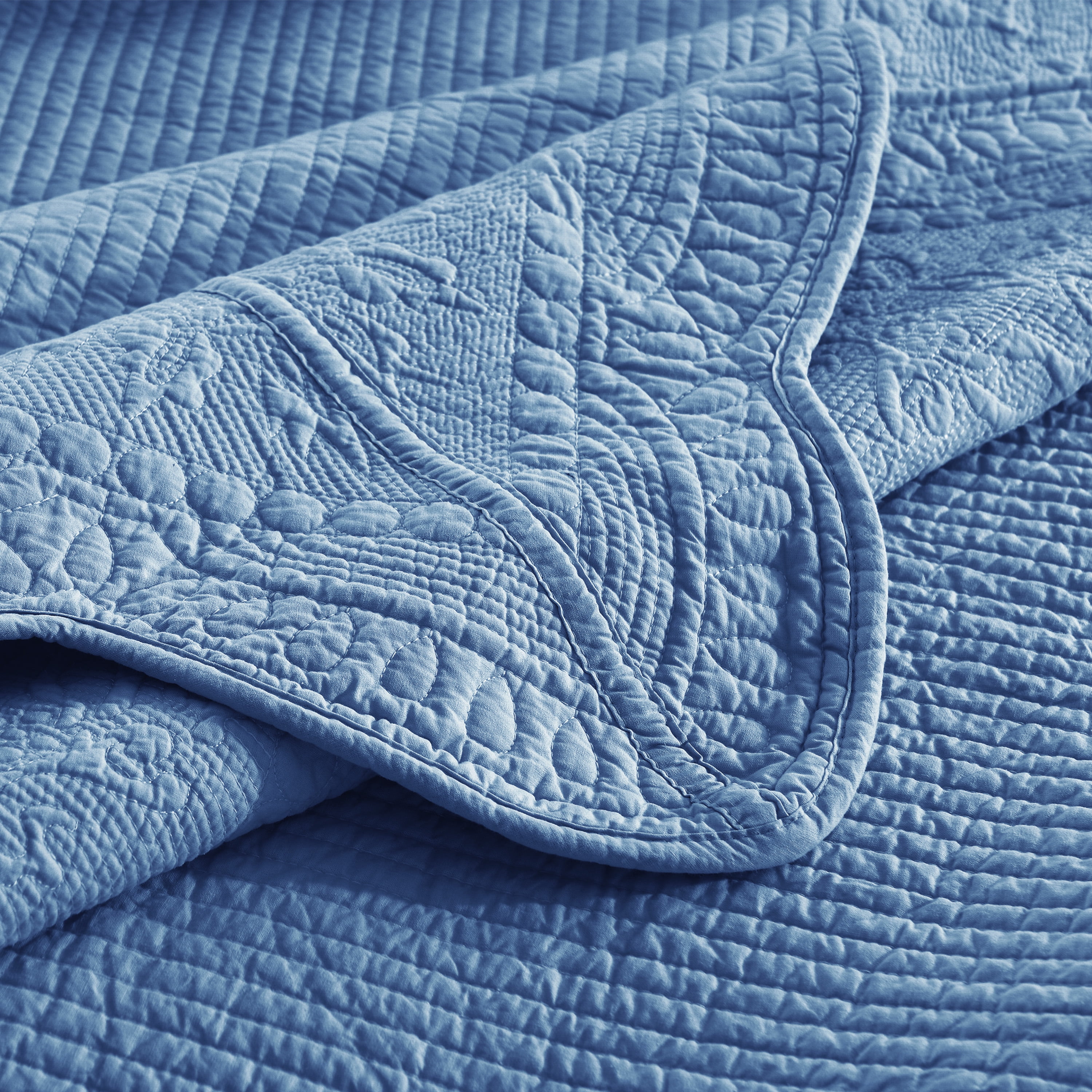 MarCielo 3-Piece Elegantly Embroidered 100% Cotton Oversized Quilt Bedspread Set TG