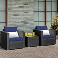 thumbnail image 3 of Patiojoy Ensemble de Conversation en Rotin pour Patio 3 Pcs avec 2 Sofas Coussinés et Table à Café pour l'Extérieur Bleu Marine, 3 of 10