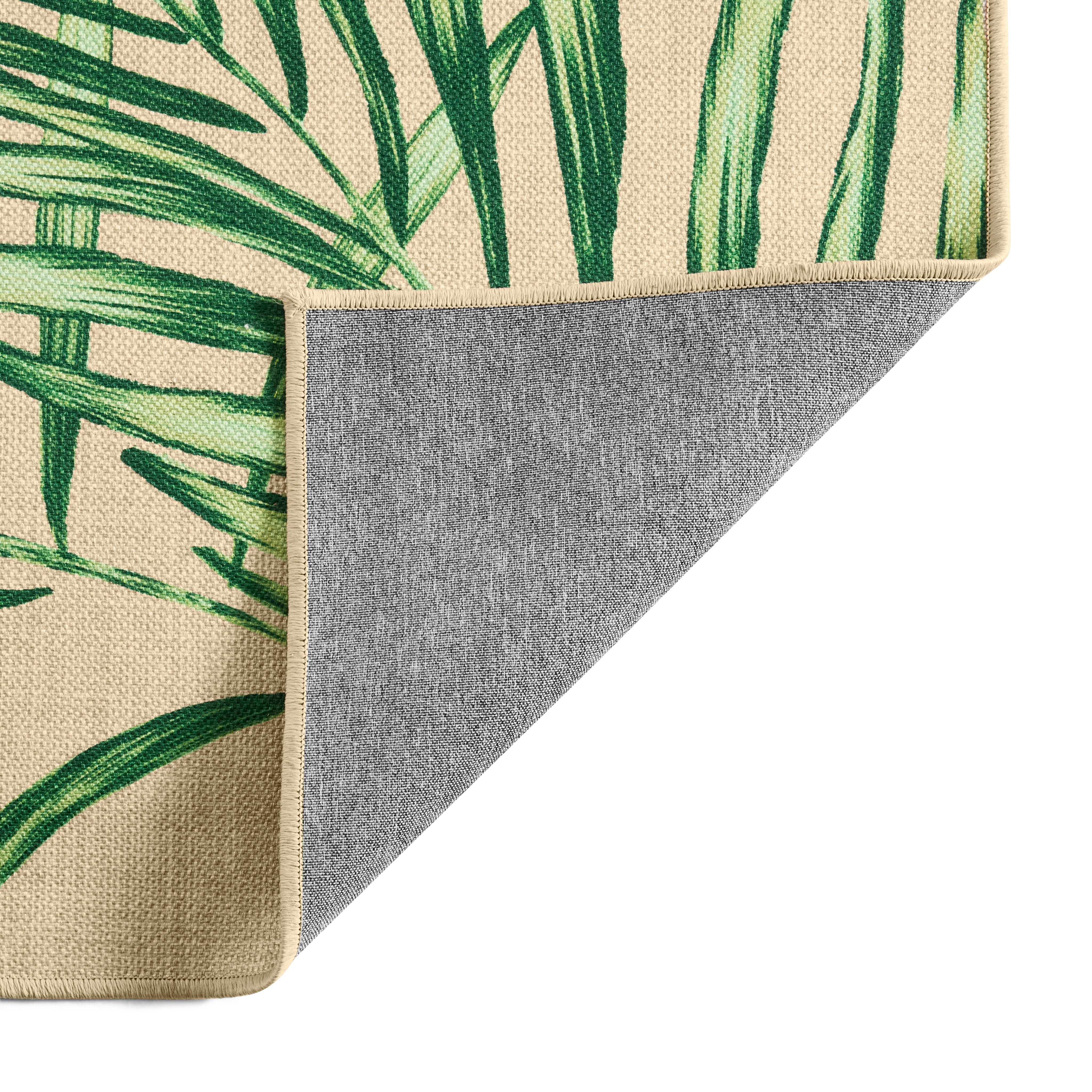 Better Homes & Gardens Green Palm Outdoor Washable Area Rug, 7' x 10'