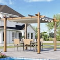thumbnail image 3 of Historyli Pérgola retráctil de aluminio de 3 x 3 m con toldo parasol, cenador resistente a la intemperie, color blanco con veta de madera, 3 of 6