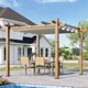 thumbnail image 3 of Historyli Pérgola retráctil de aluminio de 3 x 3 m con toldo parasol, cenador resistente a la intemperie, color blanco con veta de madera, 3 of 6