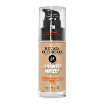 Revlon ColorStay Face Makeup for Combination & Oily Skin, SPF 15, Longwear Medium-Full Coverage with Matte Finish, 150 Buff