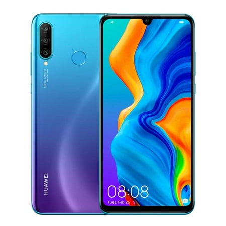 Huawei P30 Lite (128GB, 4GB RAM) 6.15" Display, AI Triple Camera, Dual SIM Global GSM Factory Unlocked MAR-LX3A - International Version (Peacock Blue)