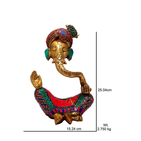 Brass Ganesha Statue, 25 cm Ganesh idol, Brass Ganesha figure, Ganpati Figurines, Abstract Ganesha for Home, Decor, Office, corner, gifts.