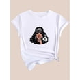 thumbnail image 3 of Chic Afro-American Woman Graphic Tee - Casual Crew Neck Short Sleeve T-Shirt with Red Lips & Letter Print, Breathable Polyester, Machine Washable - Perfect for Spring/Summer/Fall, 3 of 7
