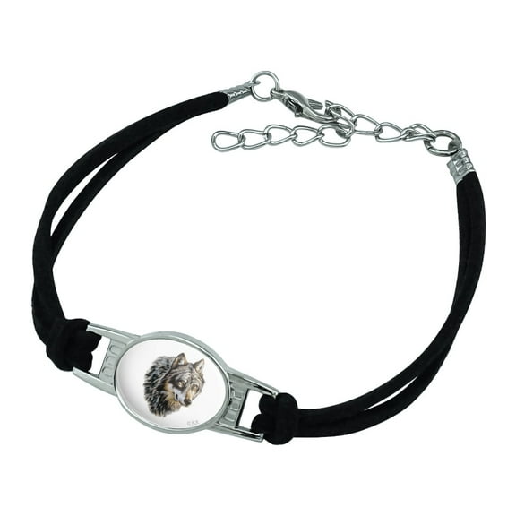 Wild Wolf Head Novelty Suede Leather Metal Bracelet