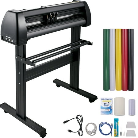 KFFKFF Vinyl Cutter Machine, 28inch Vinyl Designing Tool, LCD Screen Trimmer Cutter, Modifiable Dual-Spring Pinch Rollers Sign Trimming Plotter, Plotter Bundled with Signmaster Software